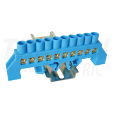 TRACON Szigetelt földelősín (N/PE), kék230/400VAC, 100A, 8×12mm, 10P, IP20 villanyszerelés