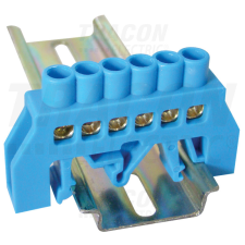 TRACON Szigetelt földelősín (N/PE), kék 230/400VAC, 63A, 6×9mm, 6P, IP20 villanyszerelés
