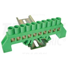 TRACON Szigetelt földelősín (N/PE), zöld230/400VAC, 100A, 8×12mm, 10P, IP20 villanyszerelés