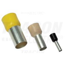 TRACON Szigetelt (PA6.6) érvéghüvely, ónozott elektrolitréz, sárga1mm2, L=14,6mm villanyszerelés