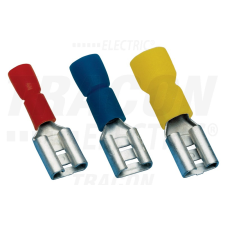 TRACON Szigetelt rátolható csatlakozó hüvely 6,3×0,8mm, 1,5mm2, sárgaréz, piros villanyszerelés