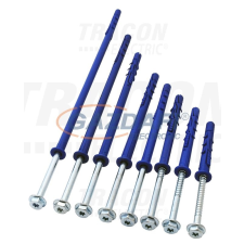 TRACON T10200P Peremes dübel, hatlapfejű peremes csavarral M10×200mm, PA6.6 villanyszerelés