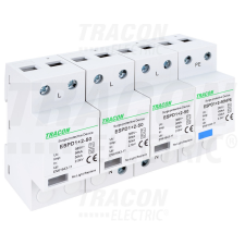 TRACON T1+T2 AC típusú túlfeszültség levezető, egybeépített 3+1P 50kA 385V villanyszerelés