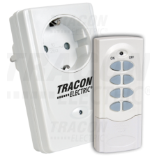 TRACON Távkapcsolós csatlakozóaljzat, 1 aljzat, 1 távírányító230VAC, 50Hz, 3600W, IP20, 433,92MHz villanyszerelés