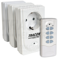 TRACON Távkapcsolós csatlakozóaljzat, 3 aljzat, 1 távírányító230VAC, 50Hz, 3600W, IP20, 433,92MHz villanyszerelés