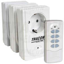TRACON Távkapcsolós csatlakozóaljzat, 3 aljzat, 1 távírányító 230VAC, 50Hz, 3600W, IP20, 433,92MHz villanyszerelés