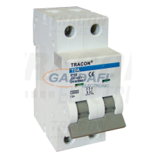 TRACON TDA-2C-13 Kismegszakító, 2 pólus, C karakterisztika 13A, C, 2P, 10kA villanyszerelés