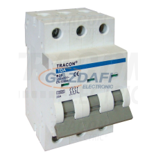 TRACON TDA-3C-1 Kismegszakító, 3 pólus, C karakterisztika 1A, C, 3P, 10kA villanyszerelés