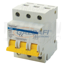 TRACON TDS-3C-1 Kismegszakító, színes karral, 3 pólus, C karakterisztika 1A, 6kA villanyszerelés