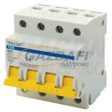 TRACON TDS-4B-1 Kismegszakító, színes karral, 4 pólus, B karakterisztika 1A, 6kA villanyszerelés
