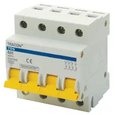 TRACON TDS-4C-50 Kismegszakító, színes karral, 4 pólus, C karakterisztika 50A, 6kA villanyszerelés
