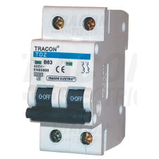 TRACON TDZ-2C-6 Kismegszakító, 2 pólus, C karakterisztika 6A, 6kA villanyszerelés