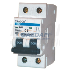 TRACON TDZ-2D-63 Kismegszakító, 2 pólus, D karakterisztika 63A, 6kA villanyszerelés