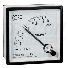TRACON Teljesítménytényező mérő, háromfázisú 72×72mm, 400V AC, 0,5 villanyszerelés