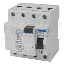 TRACON TFV4-16030 Áram-védőkapcsoló, 4 pólusú 16A, 30mA, 6kA, AC villanyszerelés