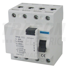 TRACON TFV4-40300 Áram-védőkapcsoló, 4 pólusú 40A, 300mA, 6kA, AC villanyszerelés
