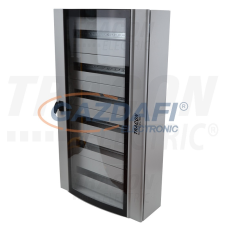 TRACON TGE6010520 Ívelt biztonsági üvegajtós fémelosztószekrény 600×1050×200mm / 144M (6×24 mod) villanyszerelés