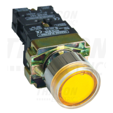 TRACON Tok. világító nyomógomb, fémalap, sárga, glim, izzó nélkül 1×NO, 3A/400V AC, 230V, IP44 villanyszerelés