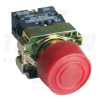 TRACON Tokozott gumiburkolatos nyomógomb, fémalapra szerelt, piros1×NC, 3A/240V AC, IP44