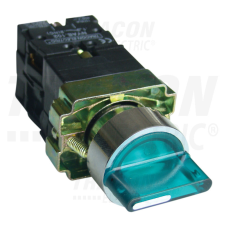 TRACON Tokozott világítókaros kapcsoló, zöld, LED, 3állású, izzó n. 1×NC+1×NO, 3A/400V AC, IP44 villanyszerelés