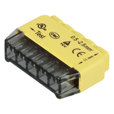 TRACON Tracon RVU2,5-5 (50 db/doboz) Csavar nélküli vezetékösszekötő, sárga 5x0,5-2,5mm2, 450VAC, max. 16A villanyszerelés
