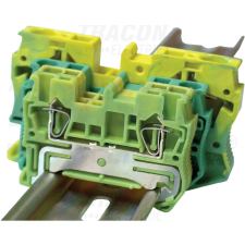 TRACON Védővezető ipari sorozatkapocs, rugós, sínre, zöld/sárga 0,5-6mm2, 57A villanyszerelés