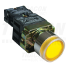 TRACON Világító nyomógomb, fémalap, előtét, sárga, glim,izzó nélk.1×NO, 3A/230V AC, 130V, IP42
