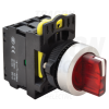 TRACON Világítókaros kapcsoló, piros,LED, háromállású, rugóvissza1×NO+1×NC, 5A/230V AC-15, IP65, LED 230V AC/DC