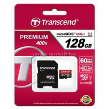 Transcend 128GB Micro SDXC Class10 UHS-1 400x adapterrel (TS128GUSDU1) memóriakártya