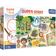 Trefl Kétoldalas puzzle Treflíci és bébik az állatkertben - Szuper Óriás 15 darabos puzzle, kirakós