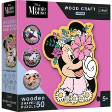 Trefl Puzzle Wood Craft: Disney, Minnie egér virágokkal - 50 darabos puzzle fából puzzle, kirakós