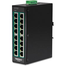 Trendnet 16-Port Industrial Gigabit PoE+ DIN-Rail Switch (TI-PG160) hub és switch