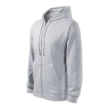 Trendy Zipper felső férfi világosszürke melírozott 3XL férfi pulóver, kardigán
