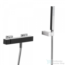 Tres CUADRO EXCLUSIVE zuhany csaptelep, zuhanyszettel, fekete/króm 607167 csaptelep