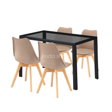  Treva 4+1 étkező garnitúra fekete-bézs bútor