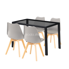  Treva 4+1 étkező garnitúra fekete-szürke bútor