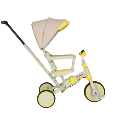 Tricikli TRIKE FIX V4 gyerekeknek sárga-szürke színben, napellenzővel tricikli