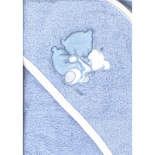 Trimex kapucnis,frottír fürdőlepedő 100*110 cm - kék ölelő maci babatörülköző, kifogó