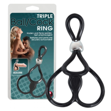  Tripla, állítható pénisz- és heregyűrű (fekete) péniszgyűrű