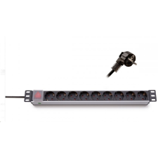 TRITON 19" elosztópanel 9x250V, kapcsolóval, 1U, 2,3m (620S10) (620S10) hosszabbító, elosztó