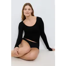 TRIUMPH Beauty Layers Top Scoop Neck hosszú ujjú póló, fekete L