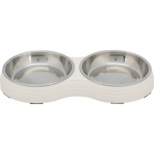 Trixie Bowl Set Stainless Steel - Melamin/rozsdamentes tál (fehér) kutyák és macskák részére (2x0,2l /Ø13cm) kutyafelszerelés