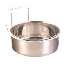 Trixie Bowl with Holder, Stainless Steel - madáretető (fém) kalitkákba (900ml/ø14cm) etető, itató madaraknak