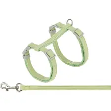 Trixie macskahám, pórázzal, bársony, 28-45cm/10mm,1,2m, zöld nyakörv, póráz, hám macskáknak