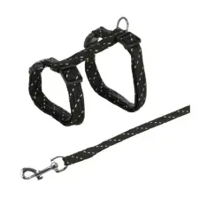 Trixie póráz+hám macskáknak 18-35cm - Fekete nyakörv, póráz, hám macskáknak