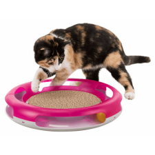 Trixie Race &amp; Scratch - játék (műanyag, kaparó résszel) macskák részére (Ø37cm) játék macskáknak
