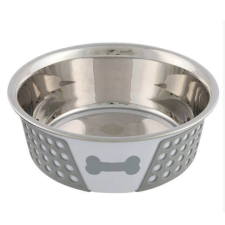  Trixie tál fém szilikon fedéssel fehér/szürke – 0,75 l / 17 cm kutyatál
