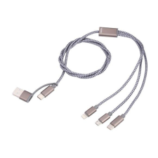 Troika Töltőkábel 3 in 1, 1 m, TROIKA &quot;Dreizack&quot;, szürke kábel és adapter