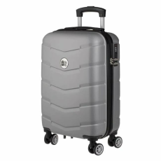  Trolley bőrönd, metálszürke, relief csíkokkal, 87L