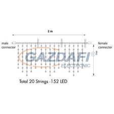 Tronix 007-048 PS230 Jégcsap fényfüggöny, 2x0,8m , fekete vezetékkel, 3000K WW világítás